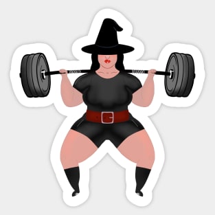 Powerlifter Witch Funny Halloween Gym Sticker